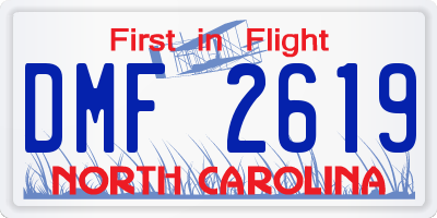 NC license plate DMF2619