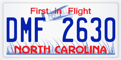 NC license plate DMF2630