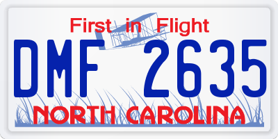 NC license plate DMF2635
