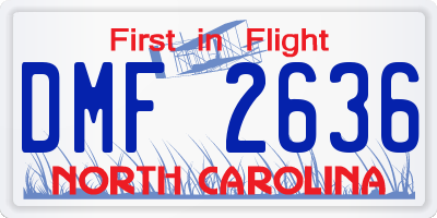 NC license plate DMF2636