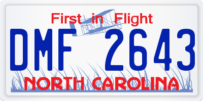 NC license plate DMF2643