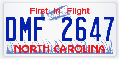 NC license plate DMF2647