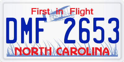 NC license plate DMF2653