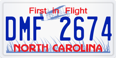 NC license plate DMF2674