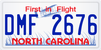 NC license plate DMF2676