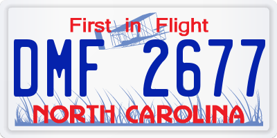 NC license plate DMF2677