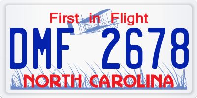 NC license plate DMF2678