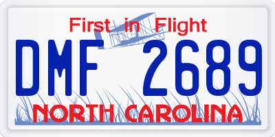 NC license plate DMF2689