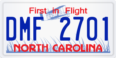 NC license plate DMF2701
