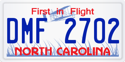NC license plate DMF2702