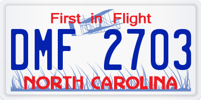 NC license plate DMF2703
