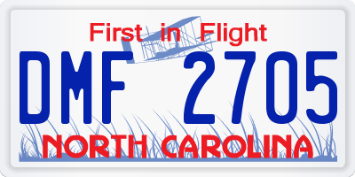 NC license plate DMF2705