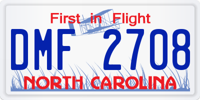 NC license plate DMF2708