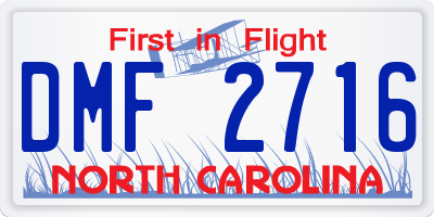 NC license plate DMF2716