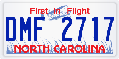 NC license plate DMF2717