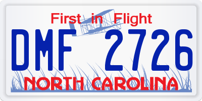 NC license plate DMF2726