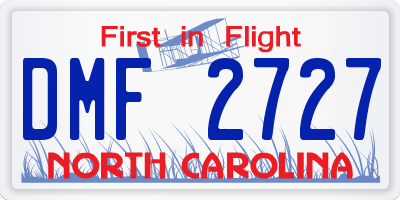NC license plate DMF2727