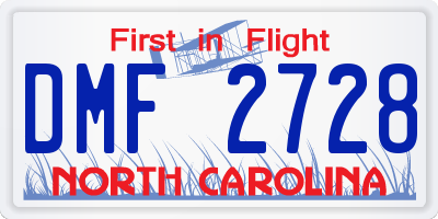NC license plate DMF2728
