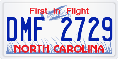 NC license plate DMF2729