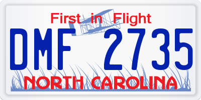 NC license plate DMF2735