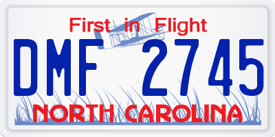 NC license plate DMF2745