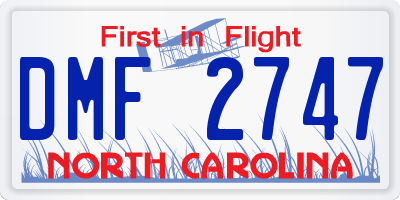 NC license plate DMF2747