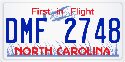 NC license plate DMF2748