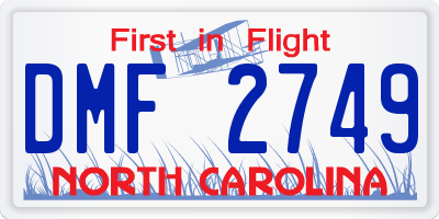 NC license plate DMF2749