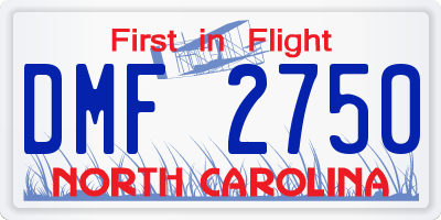 NC license plate DMF2750