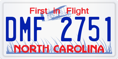 NC license plate DMF2751