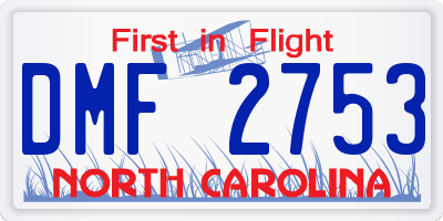 NC license plate DMF2753