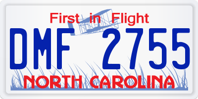 NC license plate DMF2755