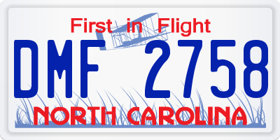 NC license plate DMF2758
