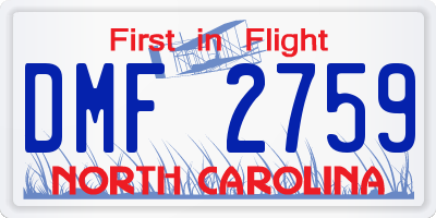 NC license plate DMF2759