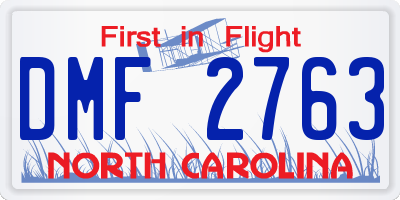 NC license plate DMF2763