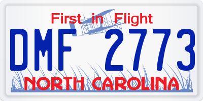NC license plate DMF2773
