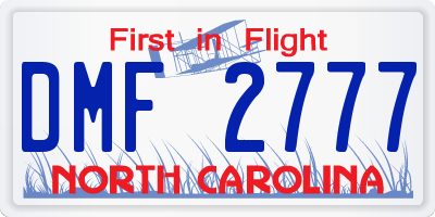 NC license plate DMF2777