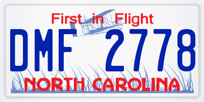NC license plate DMF2778