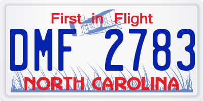 NC license plate DMF2783
