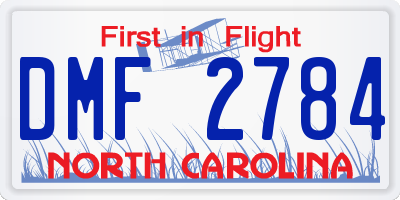 NC license plate DMF2784
