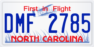 NC license plate DMF2785