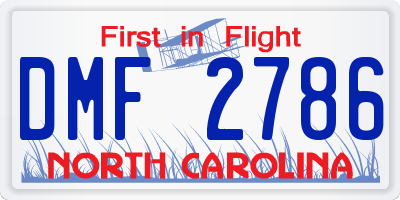 NC license plate DMF2786