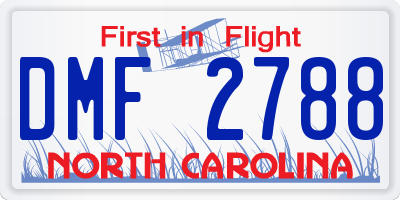 NC license plate DMF2788