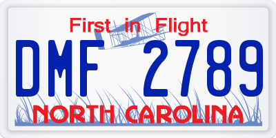 NC license plate DMF2789