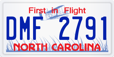 NC license plate DMF2791