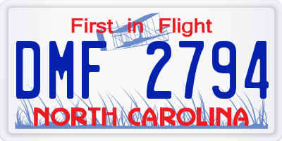 NC license plate DMF2794
