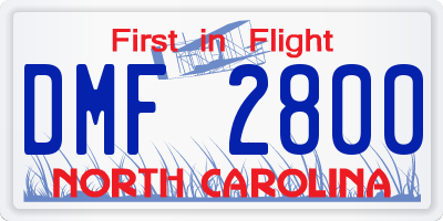 NC license plate DMF2800