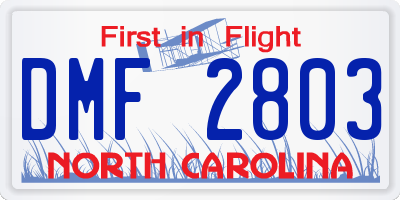 NC license plate DMF2803