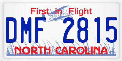 NC license plate DMF2815