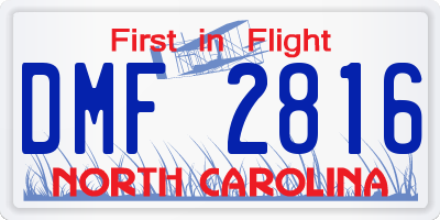 NC license plate DMF2816